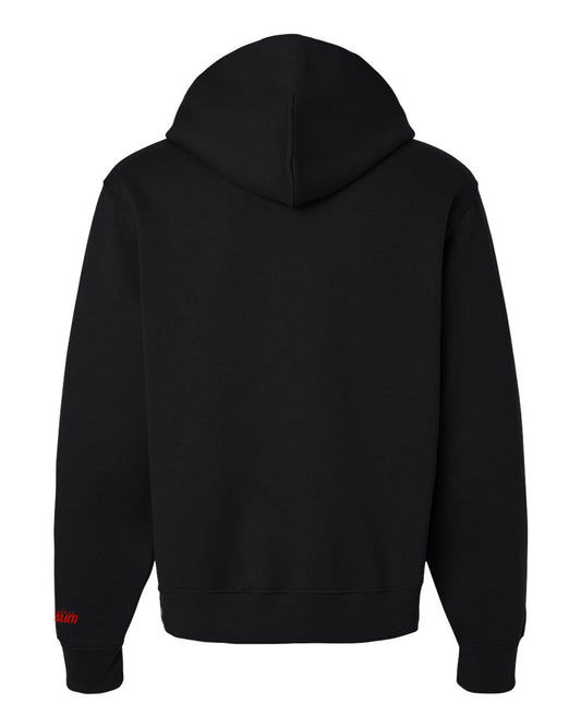 Urban Salute Classic Hoodie: Black with Red Print