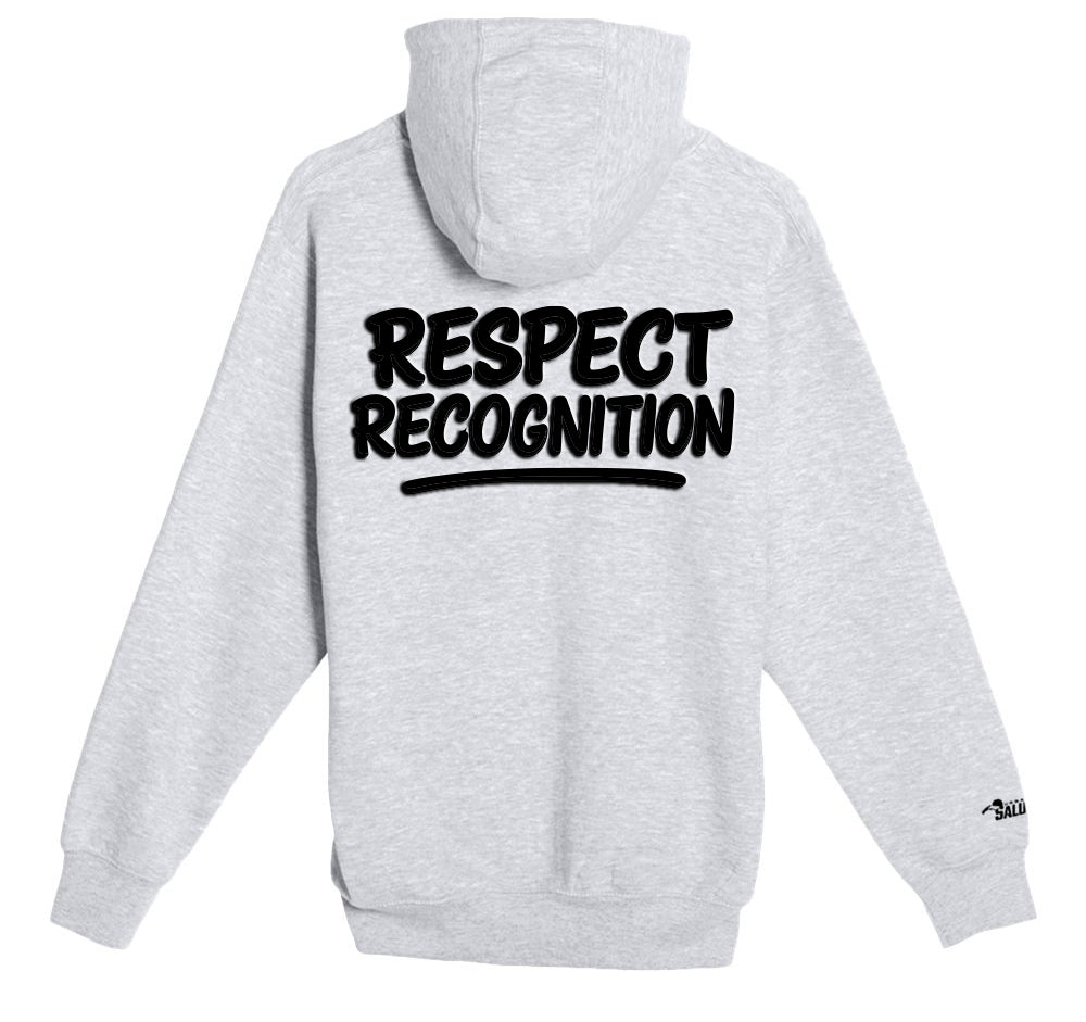 “Respect & Recognition” Premium Full Zip Hoodie: Heather Grey and Black