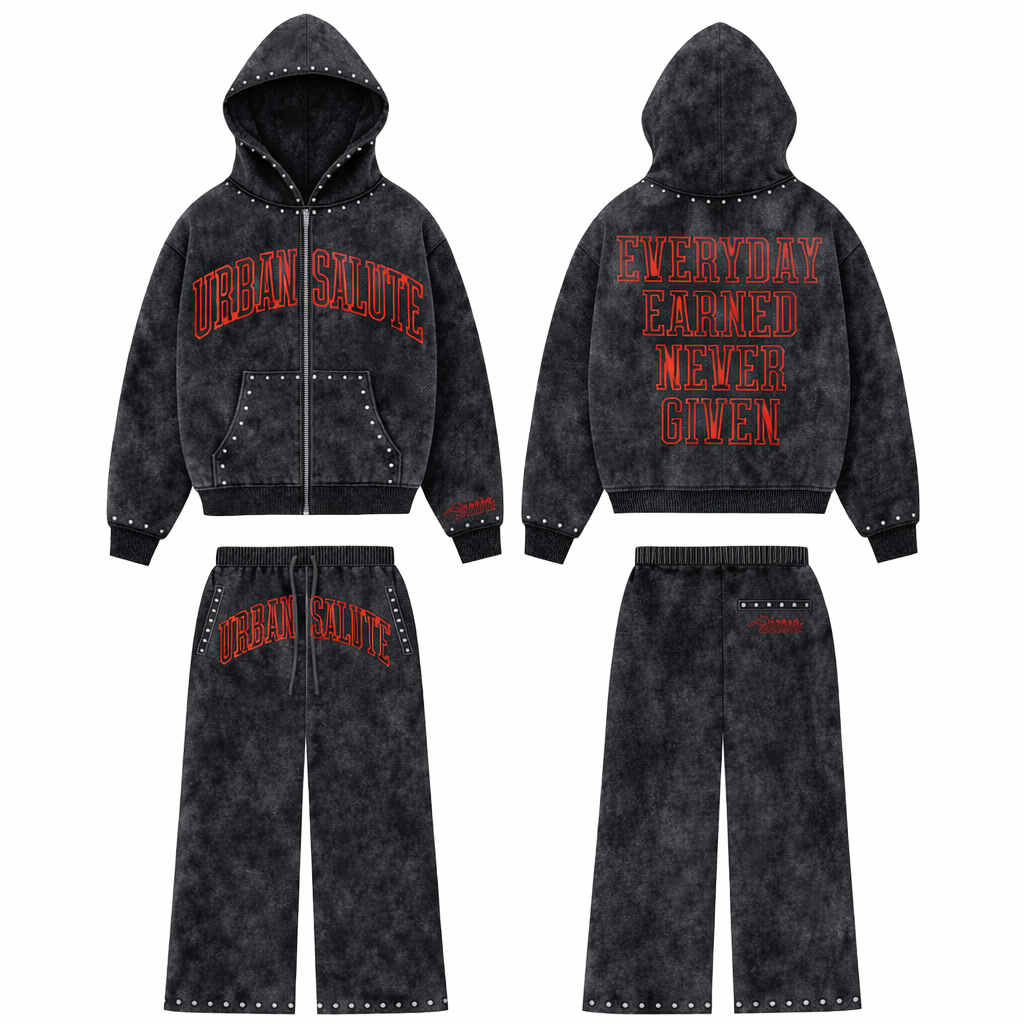 Urban Salute "Everyday Earned" Studded Washed Set