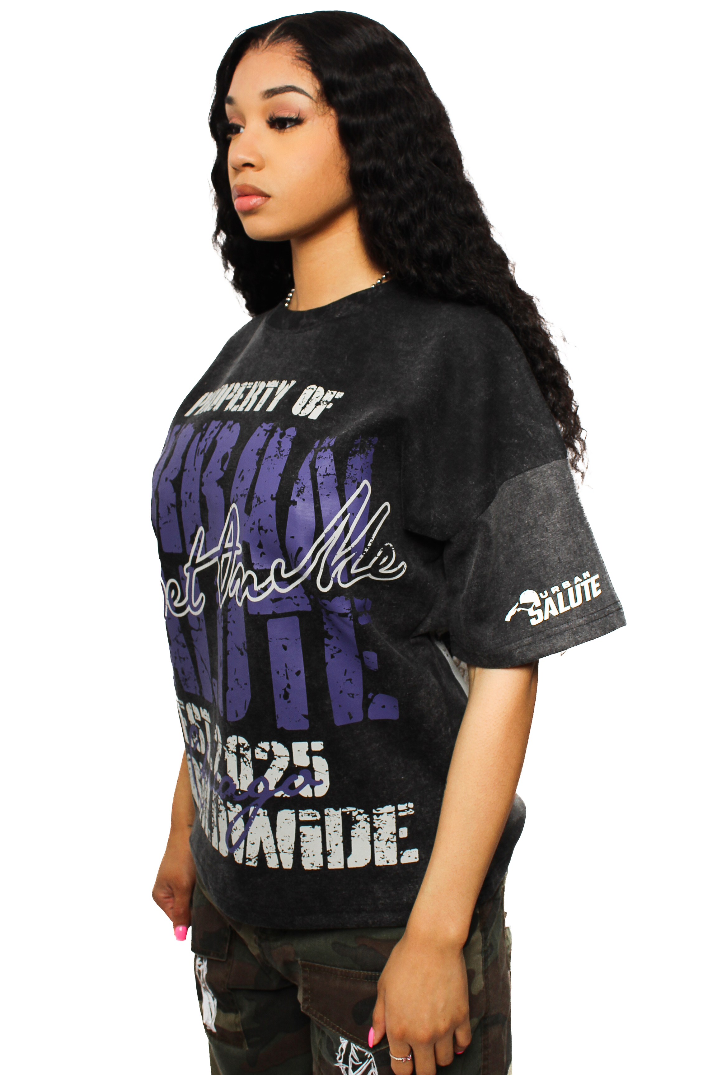 Property of US Graphic T-Shirt: Black and Purple