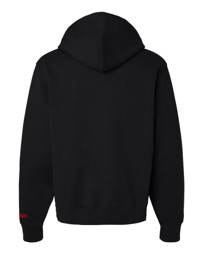 Urban Salute Classic Hoodie: Black with Red Print