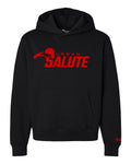 Urban Salute Classic Hoodie: Black with Red Print