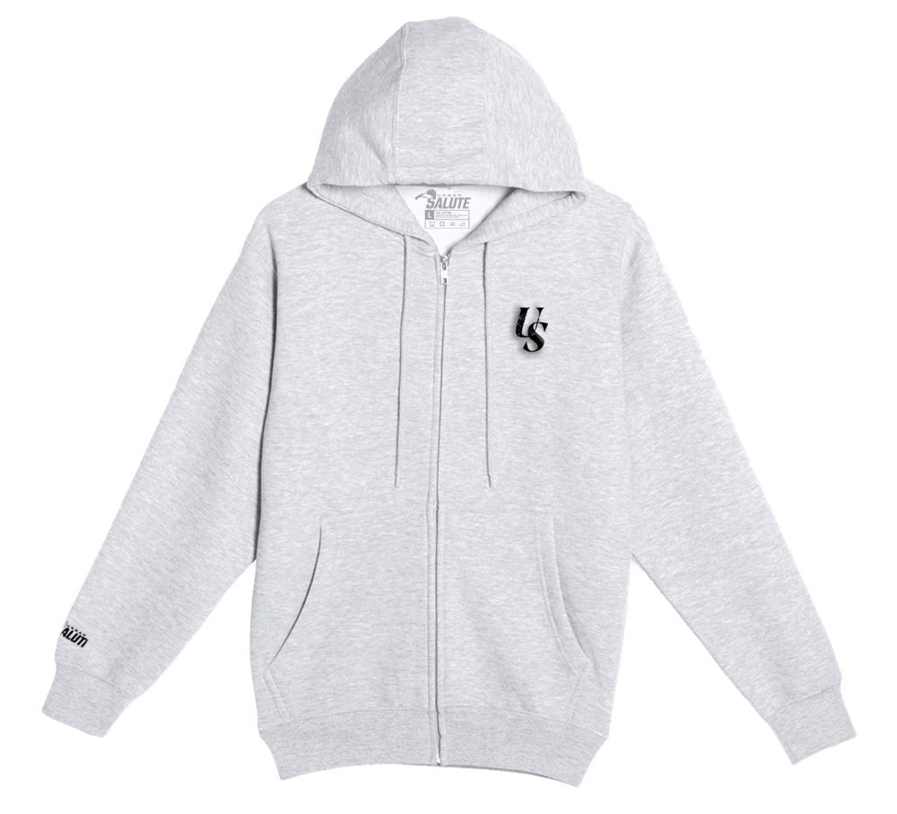 “Respect & Recognition” Premium Full Zip Hoodie: Heather Grey and Black