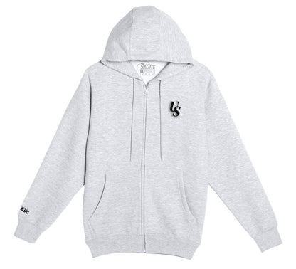 “Respect & Recognition” Premium Full Zip Hoodie: Heather Grey and Black