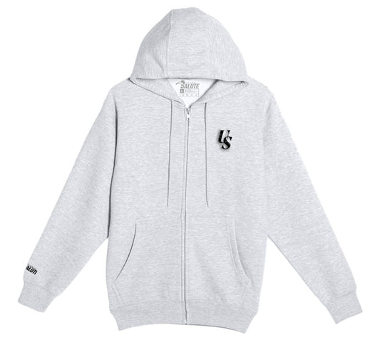 “Respect & Recognition” Premium Full Zip Hoodie: Heather Grey and Black
