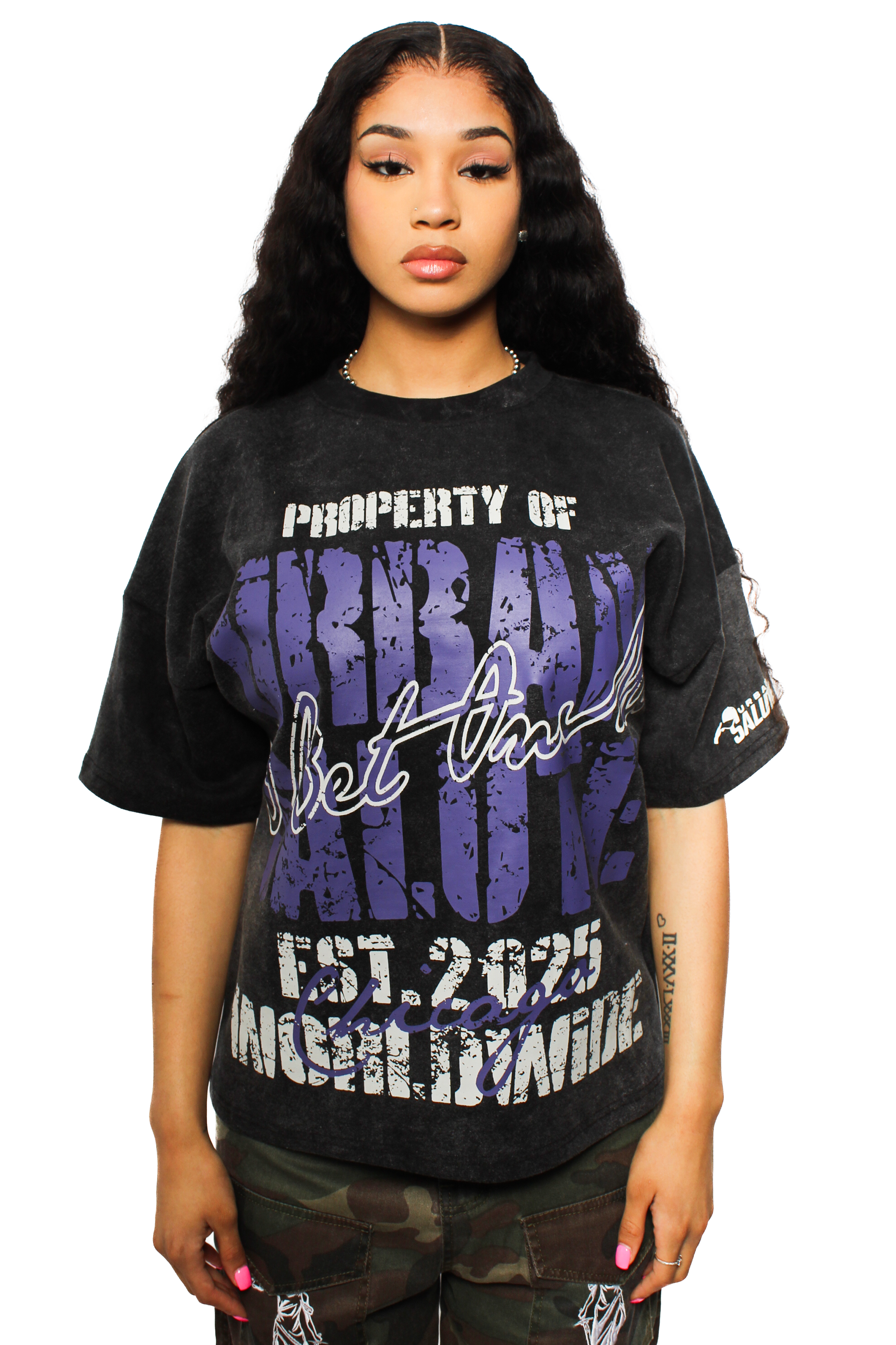 Property of US Graphic T-Shirt: Black and Purple