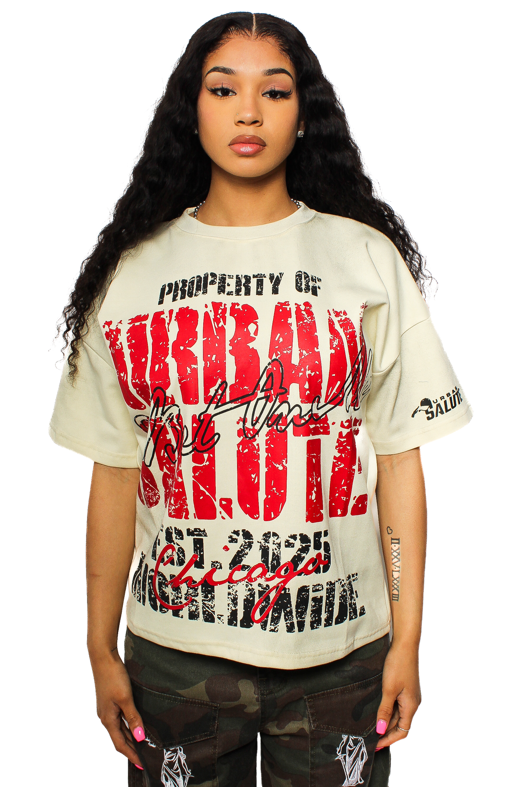 Property of US Graphic T-Shirt: Beige and Red