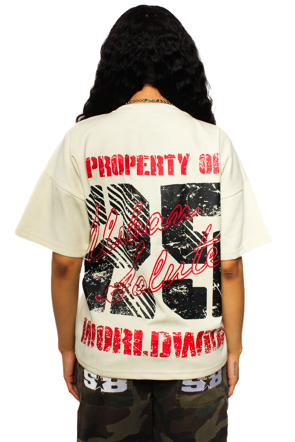 Property of US Graphic T-Shirt: Beige and Red