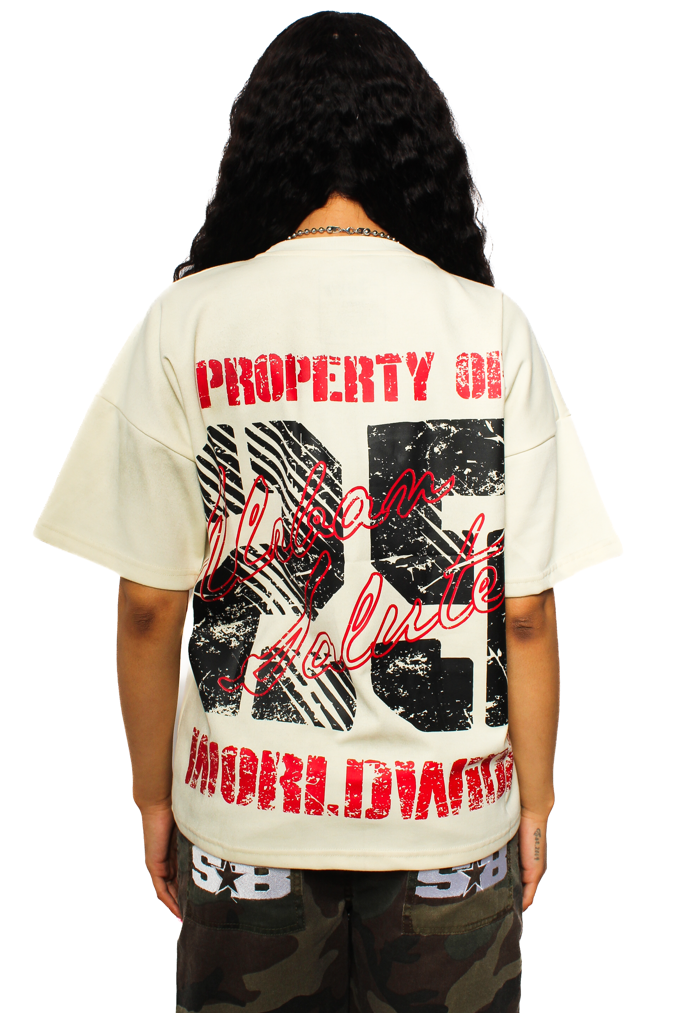 Property of US Graphic T-Shirt: Beige and Red