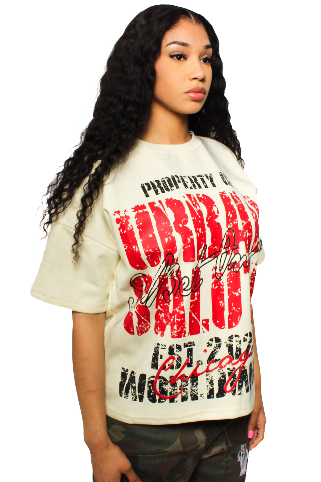 Property of US Graphic T-Shirt: Beige and Red