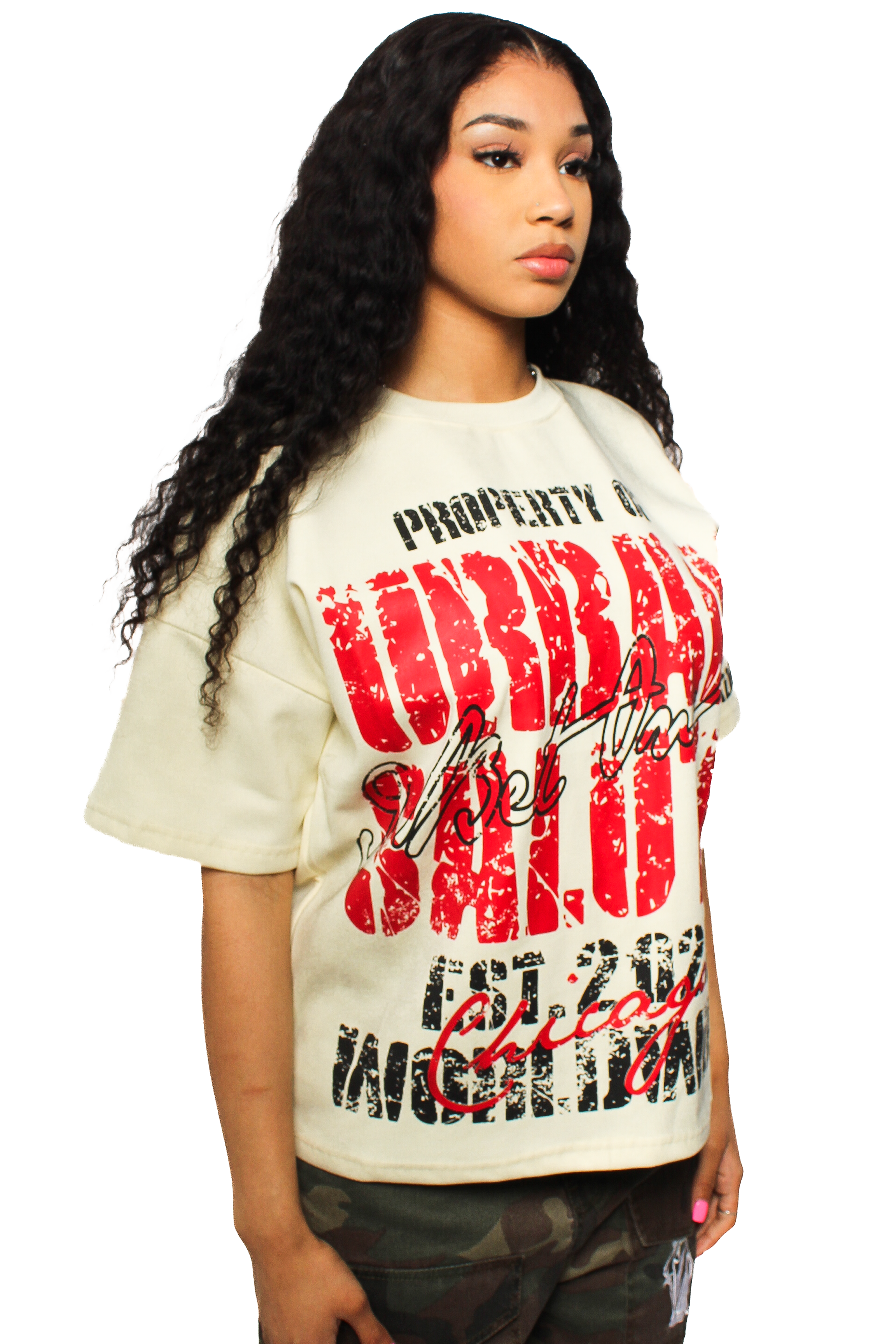 Property of US Graphic T-Shirt: Beige and Red