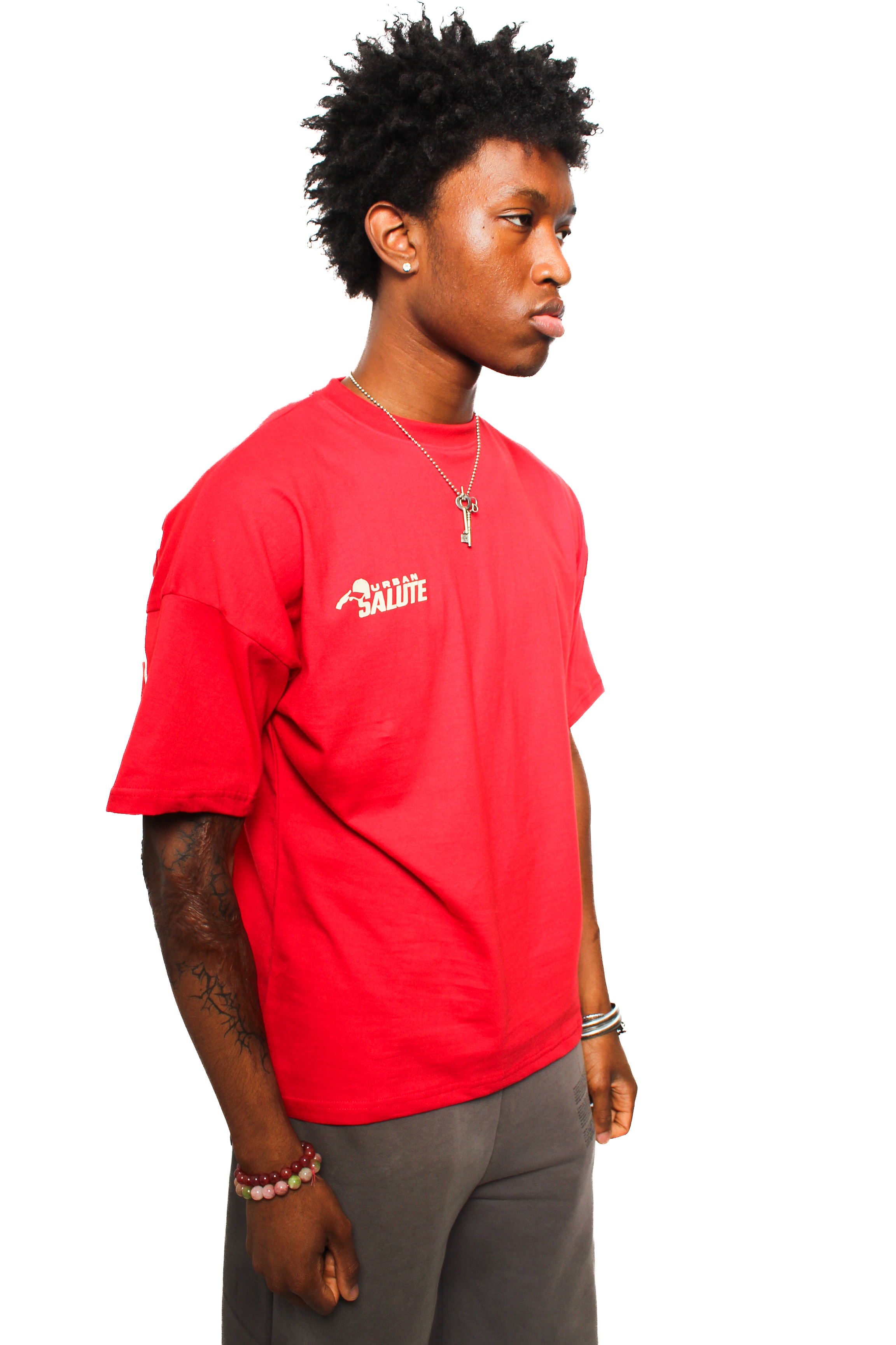 Urban Heavy Duty T-Shirt: Red and Beige