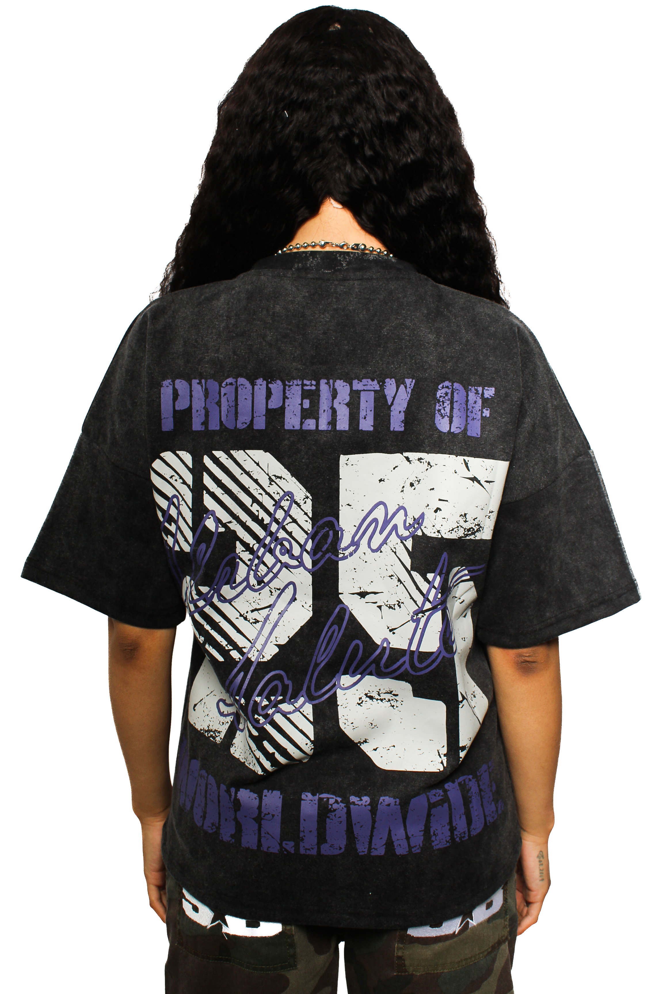 Property of US Graphic T-Shirt: Black and Purple