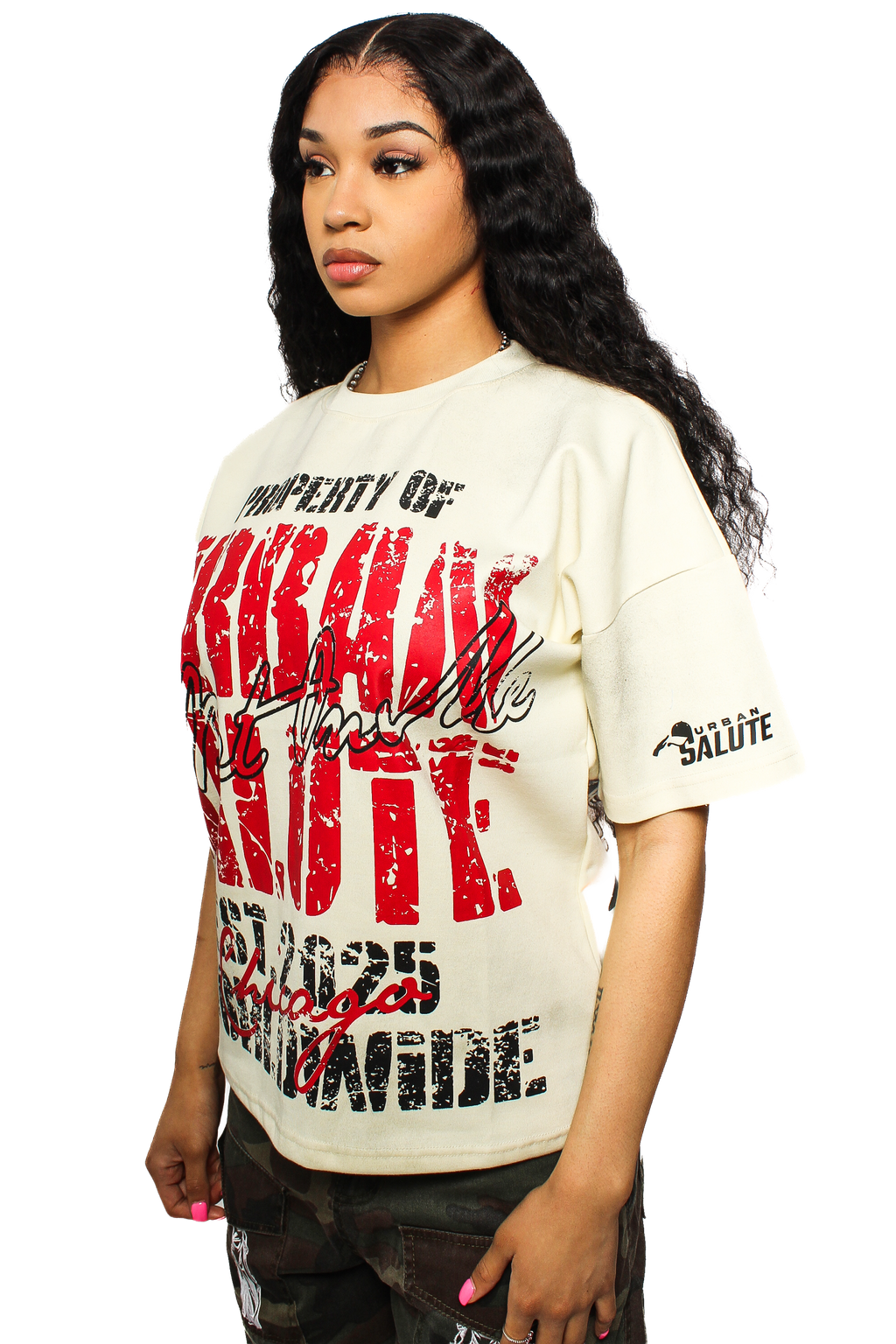 Property of US Graphic T-Shirt: Beige and Red