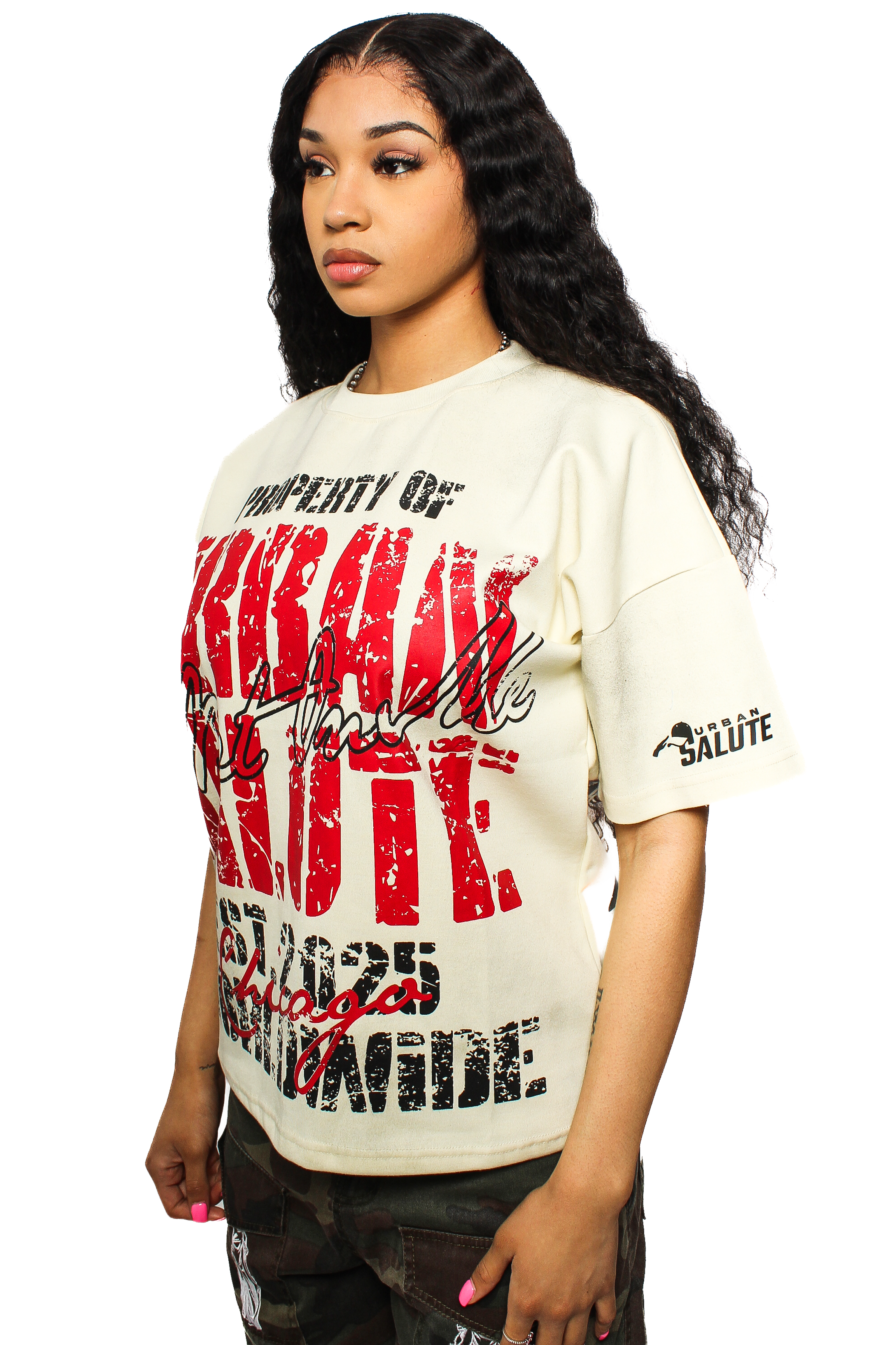 Property of US Graphic T-Shirt: Beige and Red