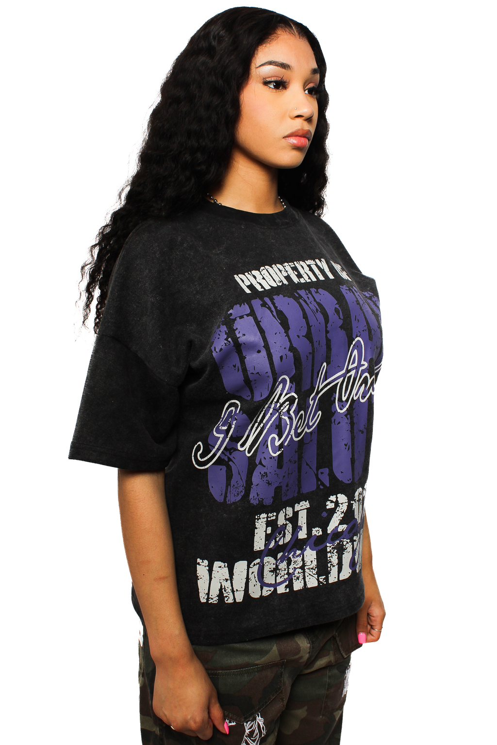 Property of US Graphic T-Shirt: Black and Purple