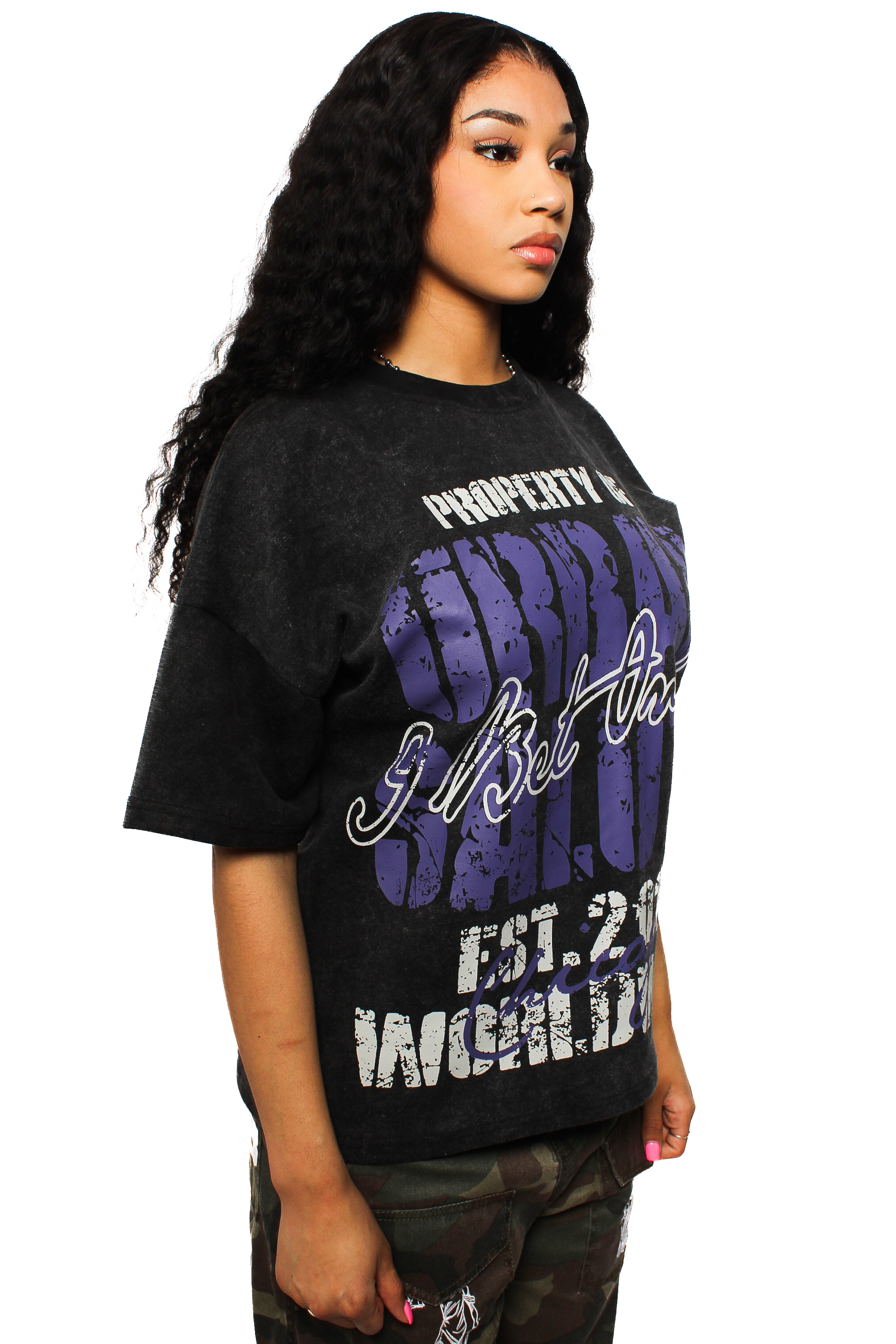 Property of US Graphic T-Shirt: Black and Purple