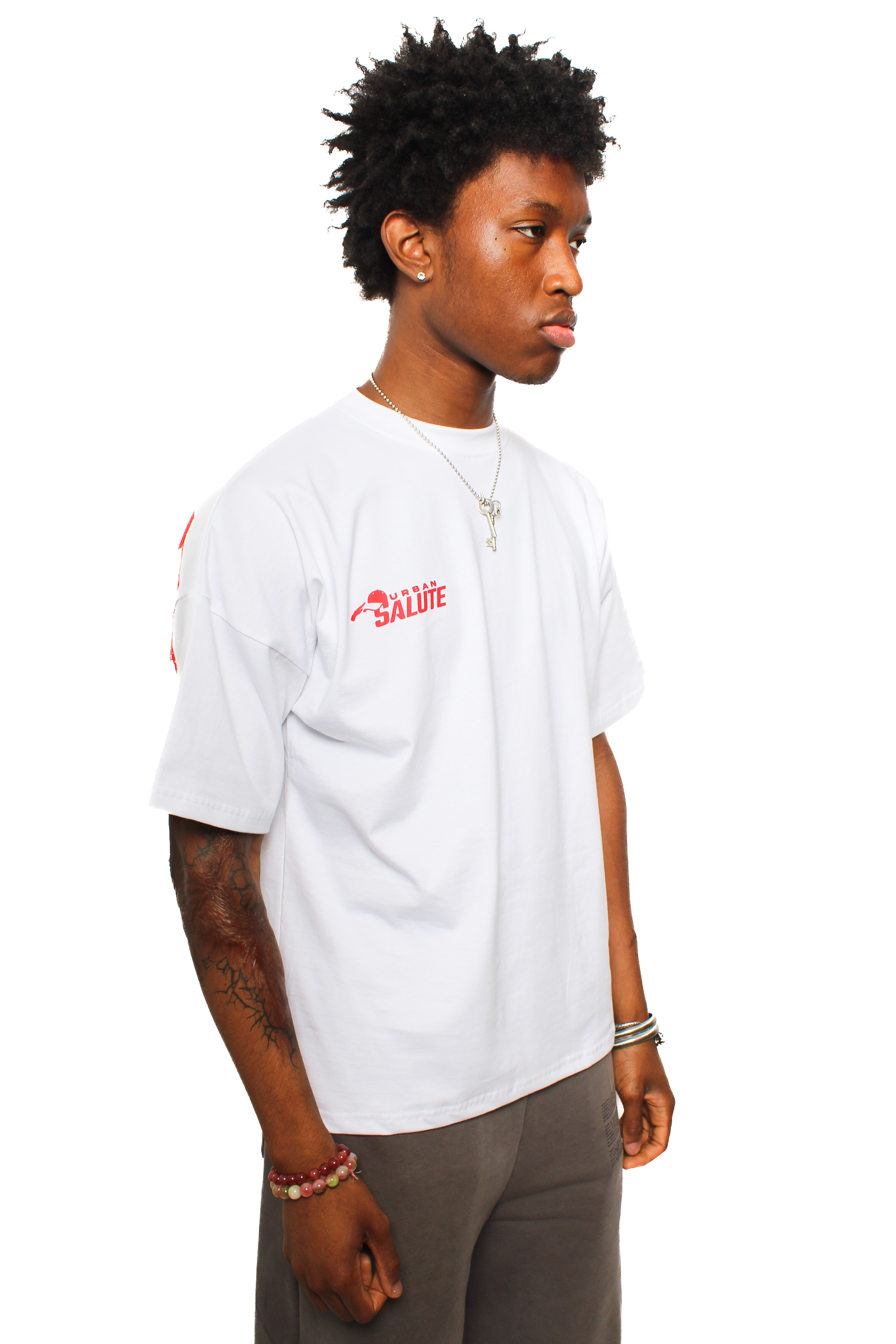 Urban Heavy Duty T-Shirt: White and Red