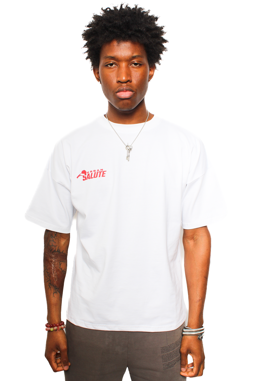 Urban Heavy Duty T-Shirt: White and Red